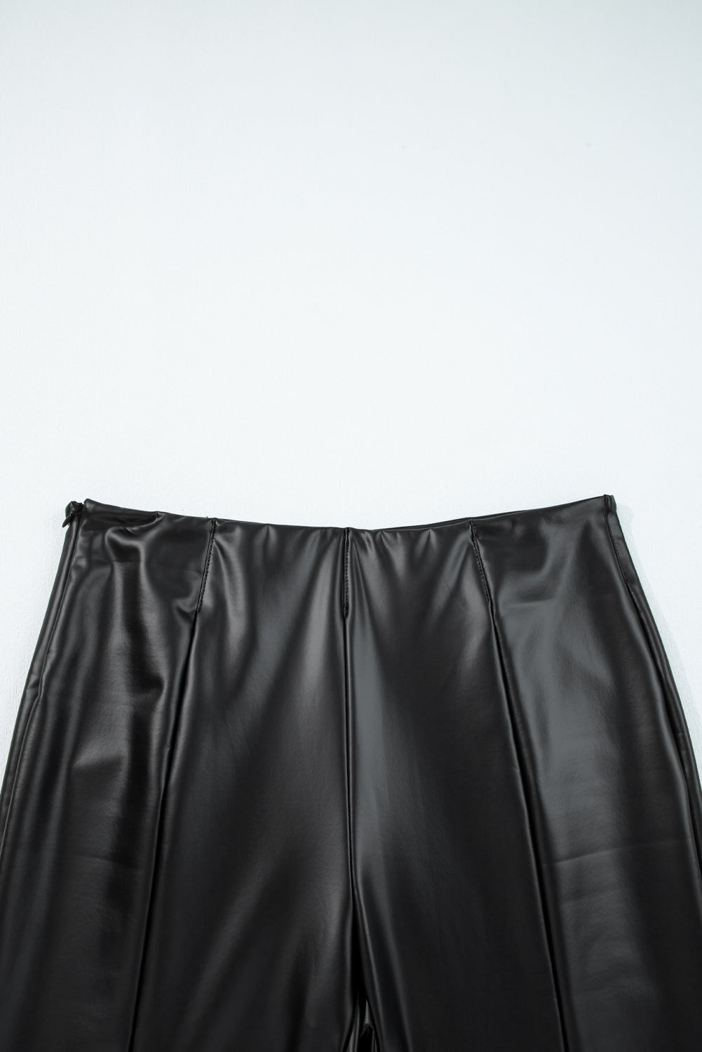 Black Faux Leather Seamed Leg High Waist Leggings