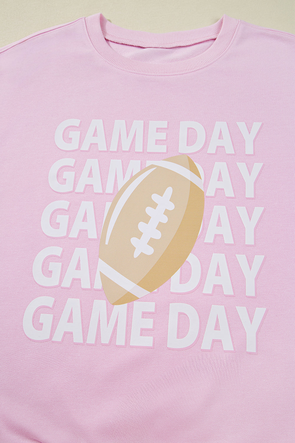 Pink GAME DAY Football Rugby Print Casual Sweatshirt