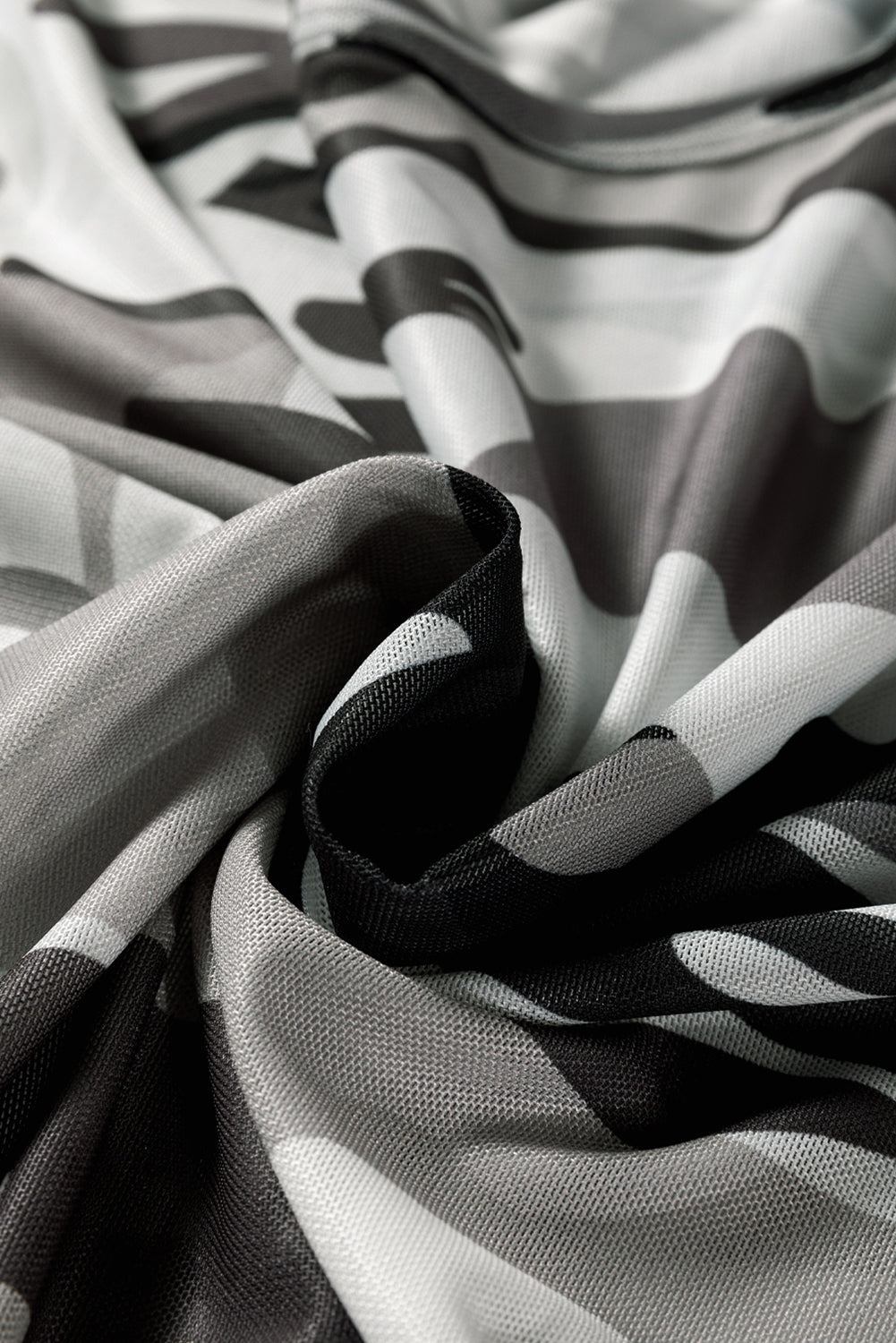 Green Western Fashion Camouflage Print Mesh Long Sleeve Top