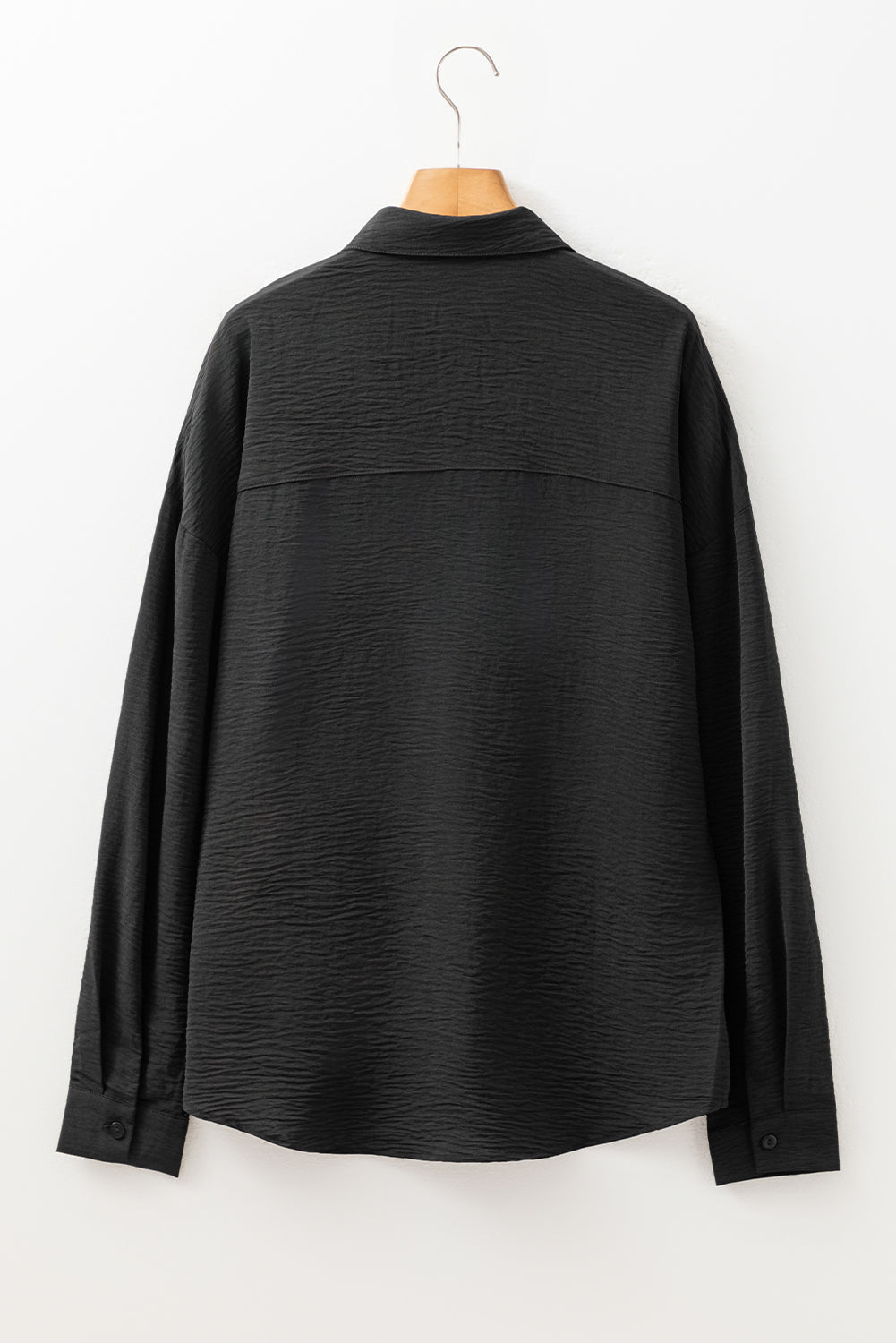 Black Pure Color Patch Pocket Shirt