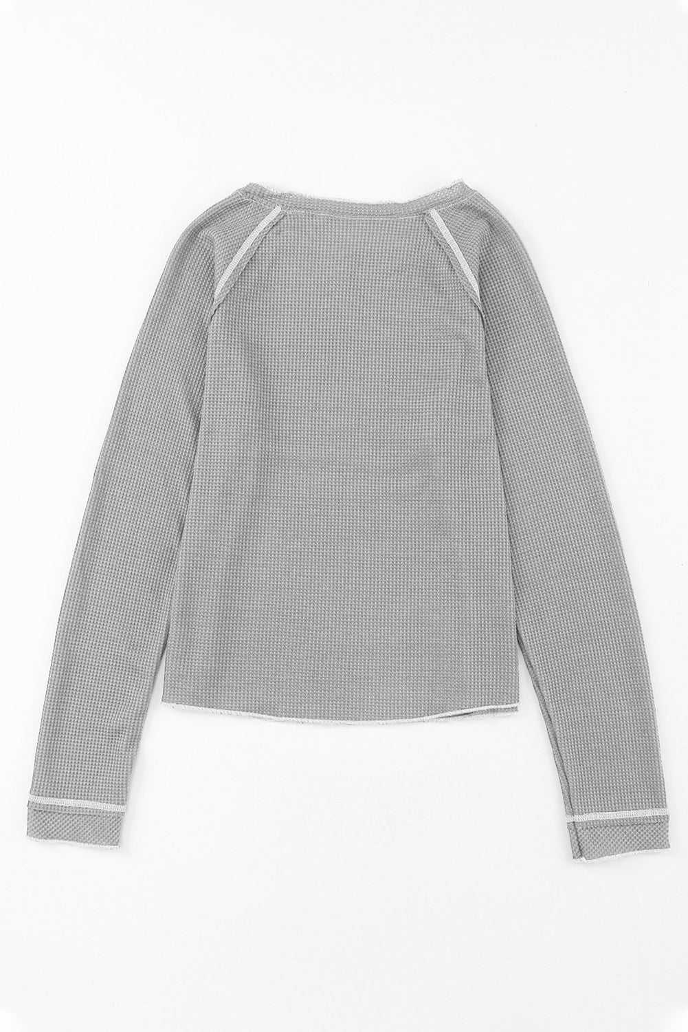 Gray Textured Round Neck Long Sleeve Top