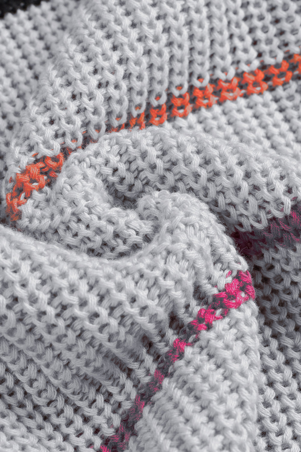 Gray Ribbed Knit Striped Sweater