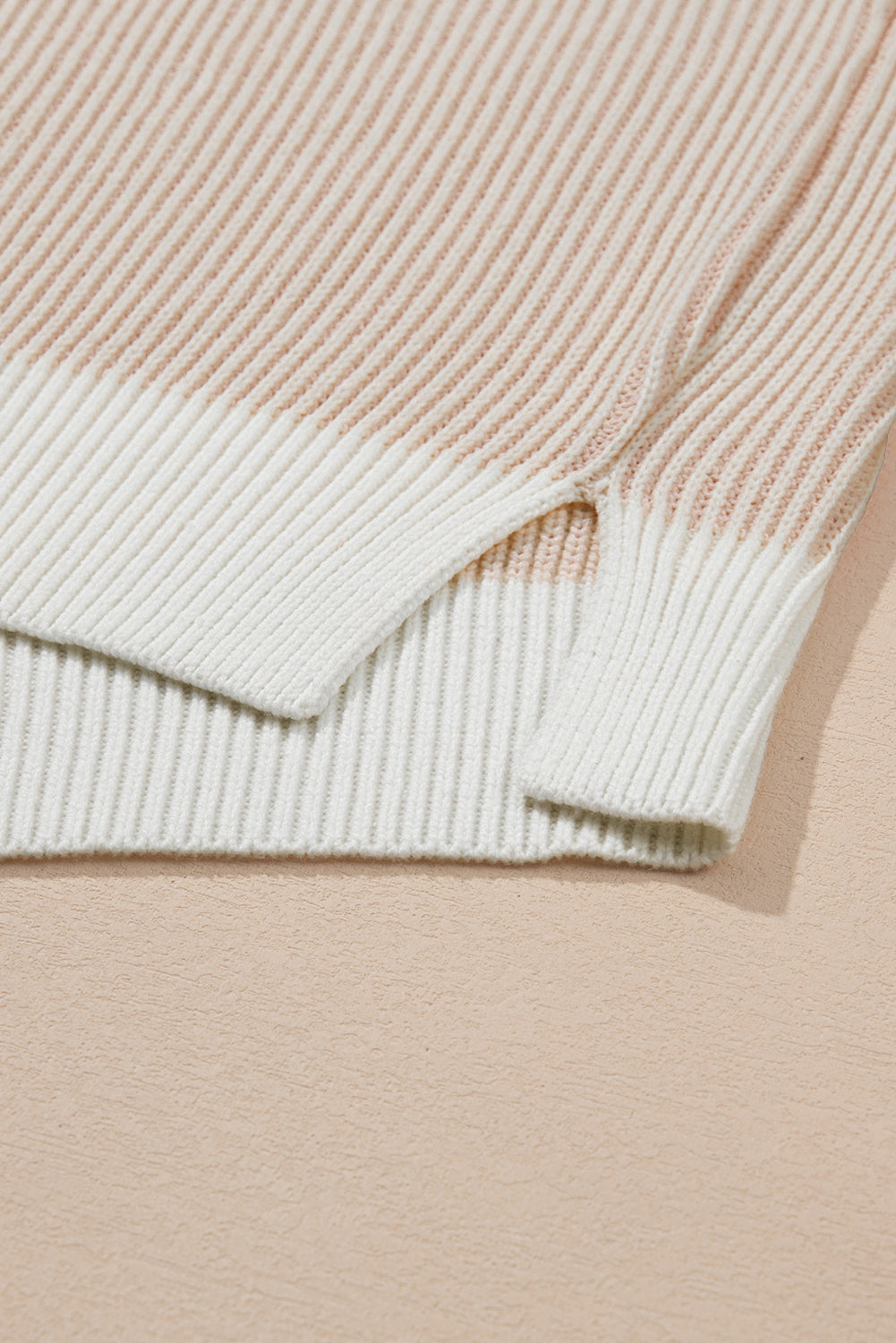 Brown Stripe Plus Size Contrast Trim Crew Neck Rib Knit Drop Shoulder Sweater