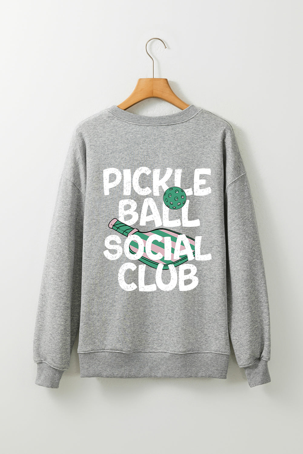 Gray PICKLE BALL SOCIAL CLUB Game Day Fashion Graphic Sweatshirt