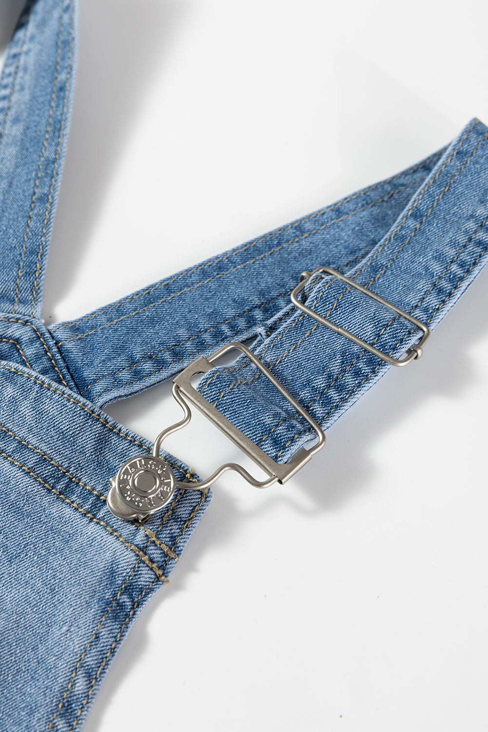 Dusk Blue Adjustable Buckle Barrel Denim Overalls