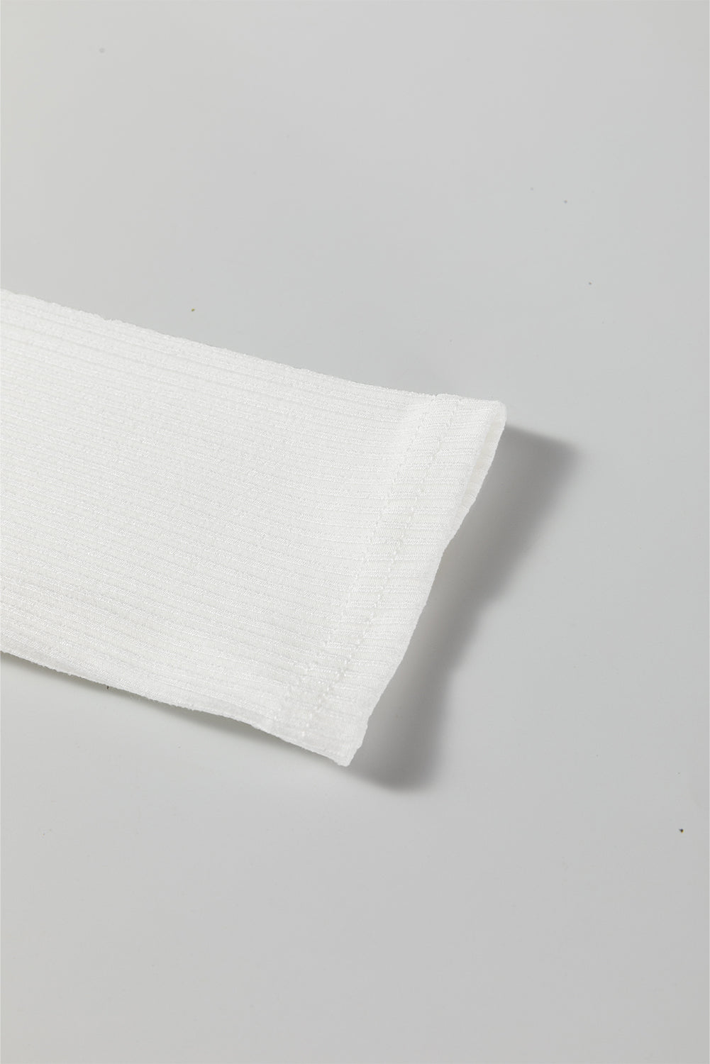 White Ribbed Long Sleeve Crew Neck Solid Color Bodysuit