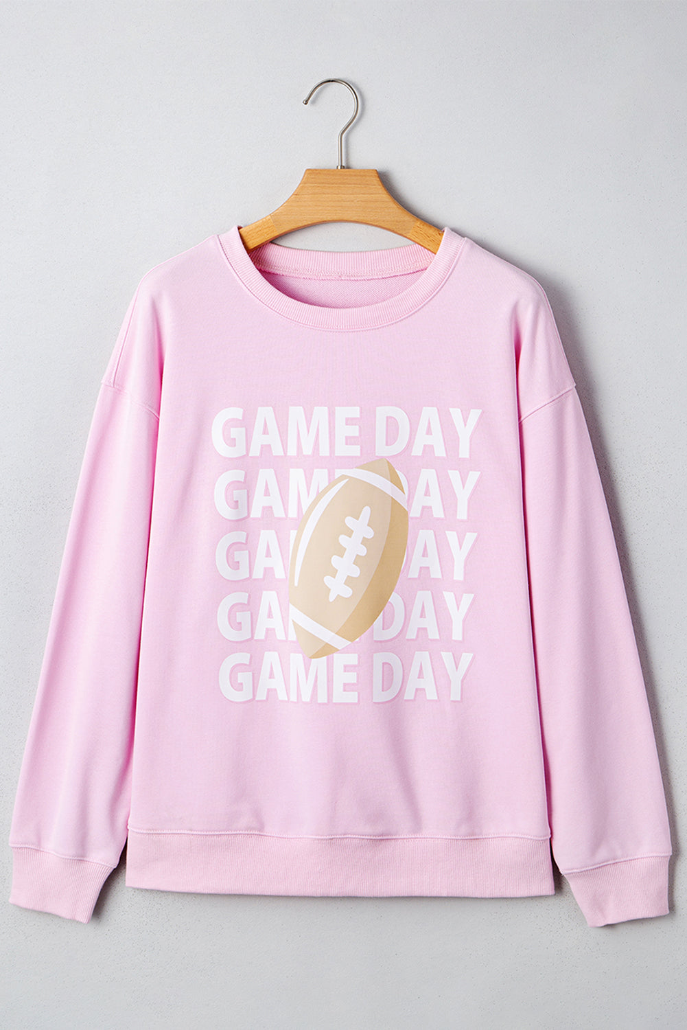 Pink GAME DAY Football Rugby Print Casual Sweatshirt