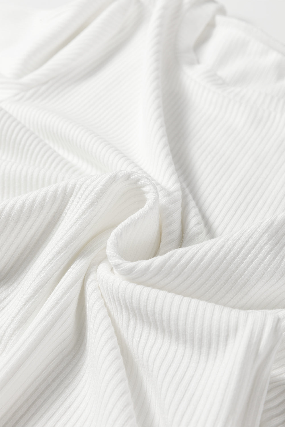 White Ribbed Long Sleeve Crew Neck Solid Color Bodysuit