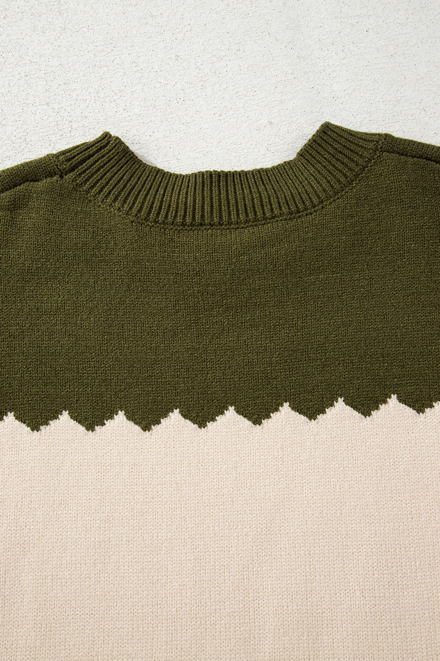 Brown Colorblock Crew Neck Drop Shoulder Sweater