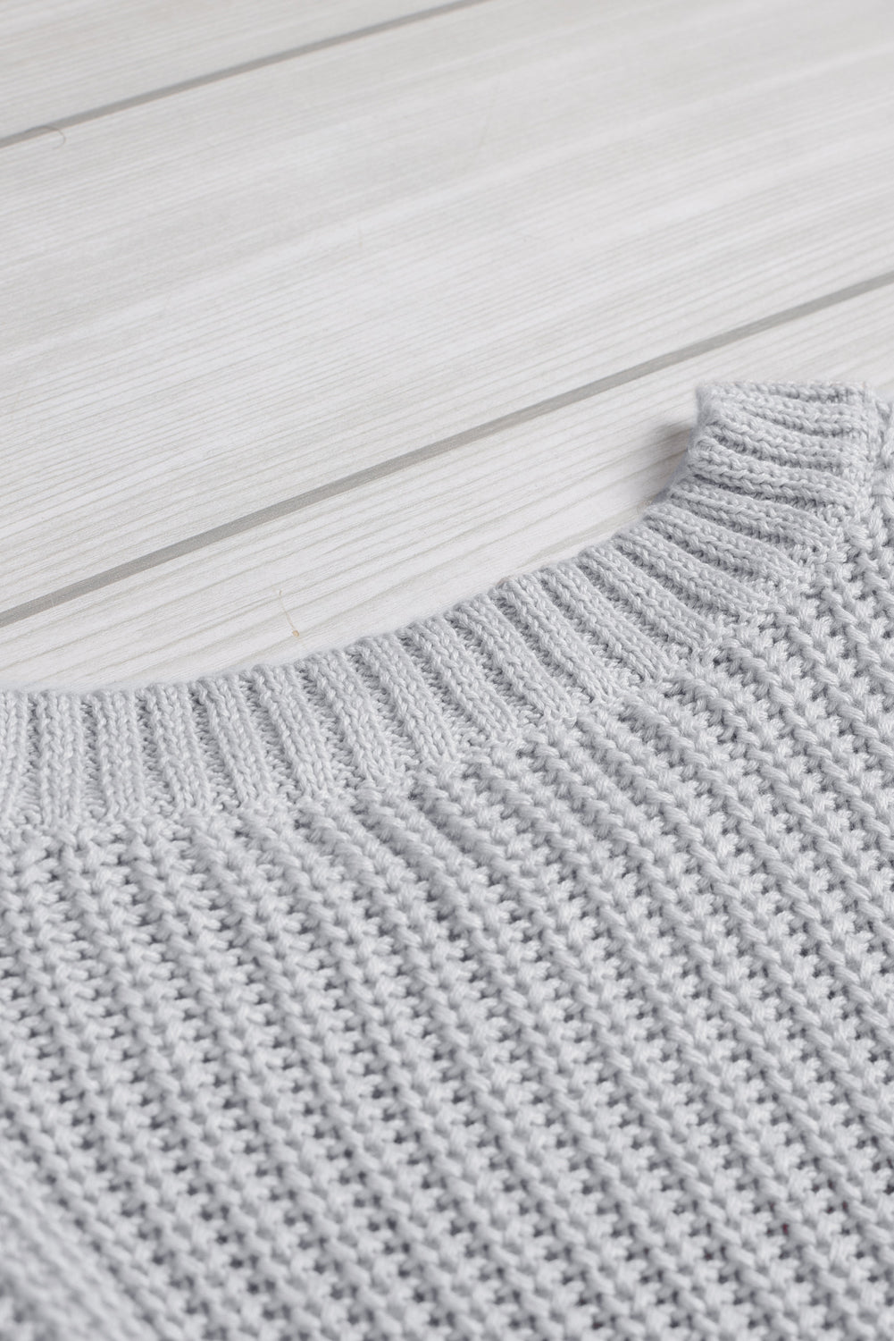 Gray Ribbed Knit Striped Sweater