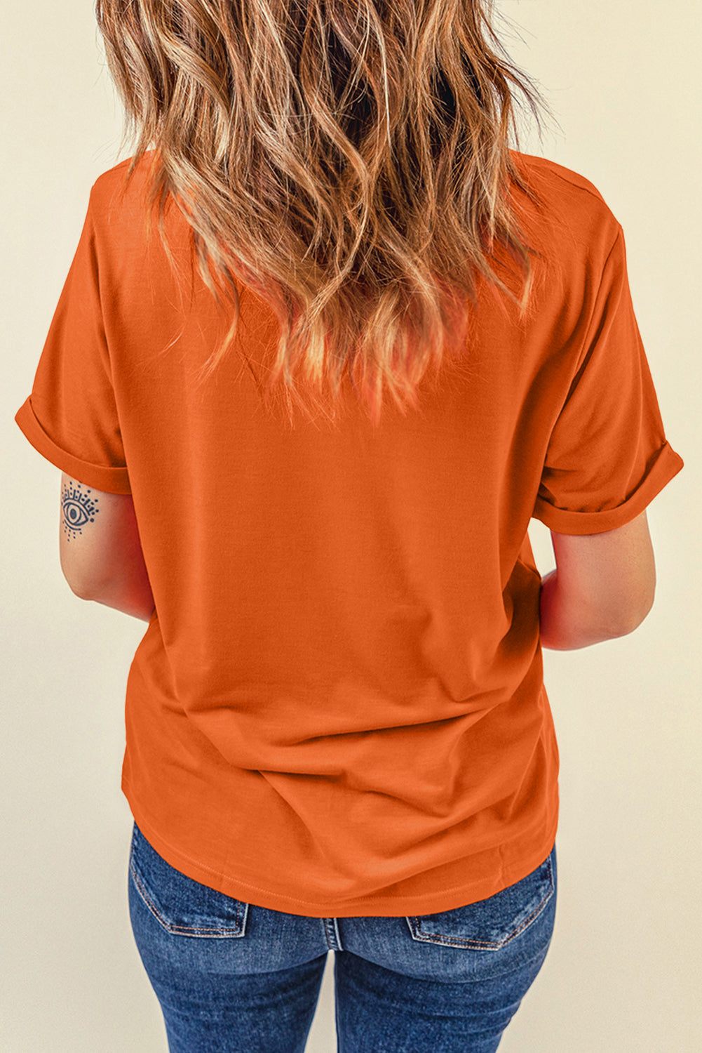 Orange game day Football Print Womens T Shirt