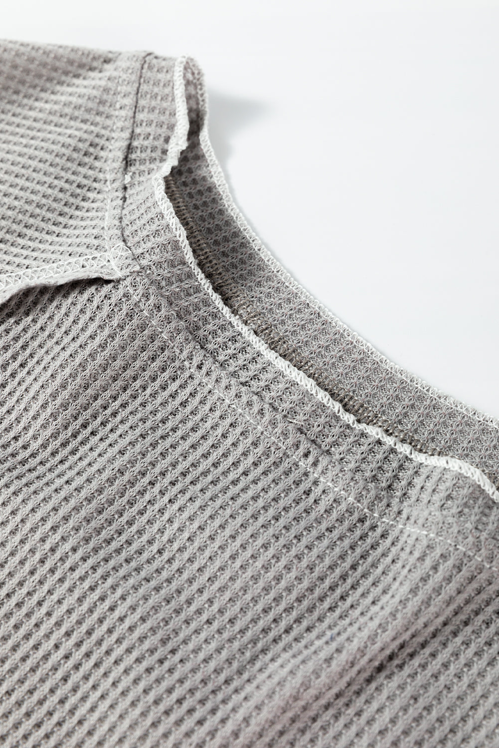 Gray Textured Round Neck Long Sleeve Top