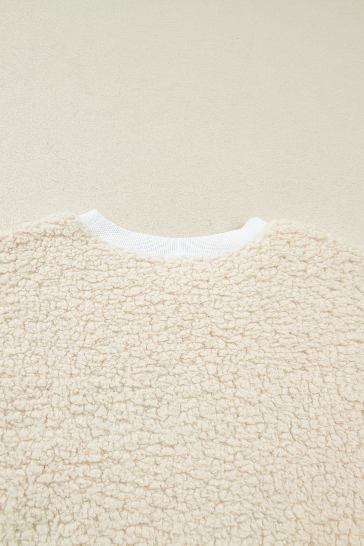 White MERRY CHRISTMAS Multicolor Embroidered Sherpa Pullover Sweatshirt