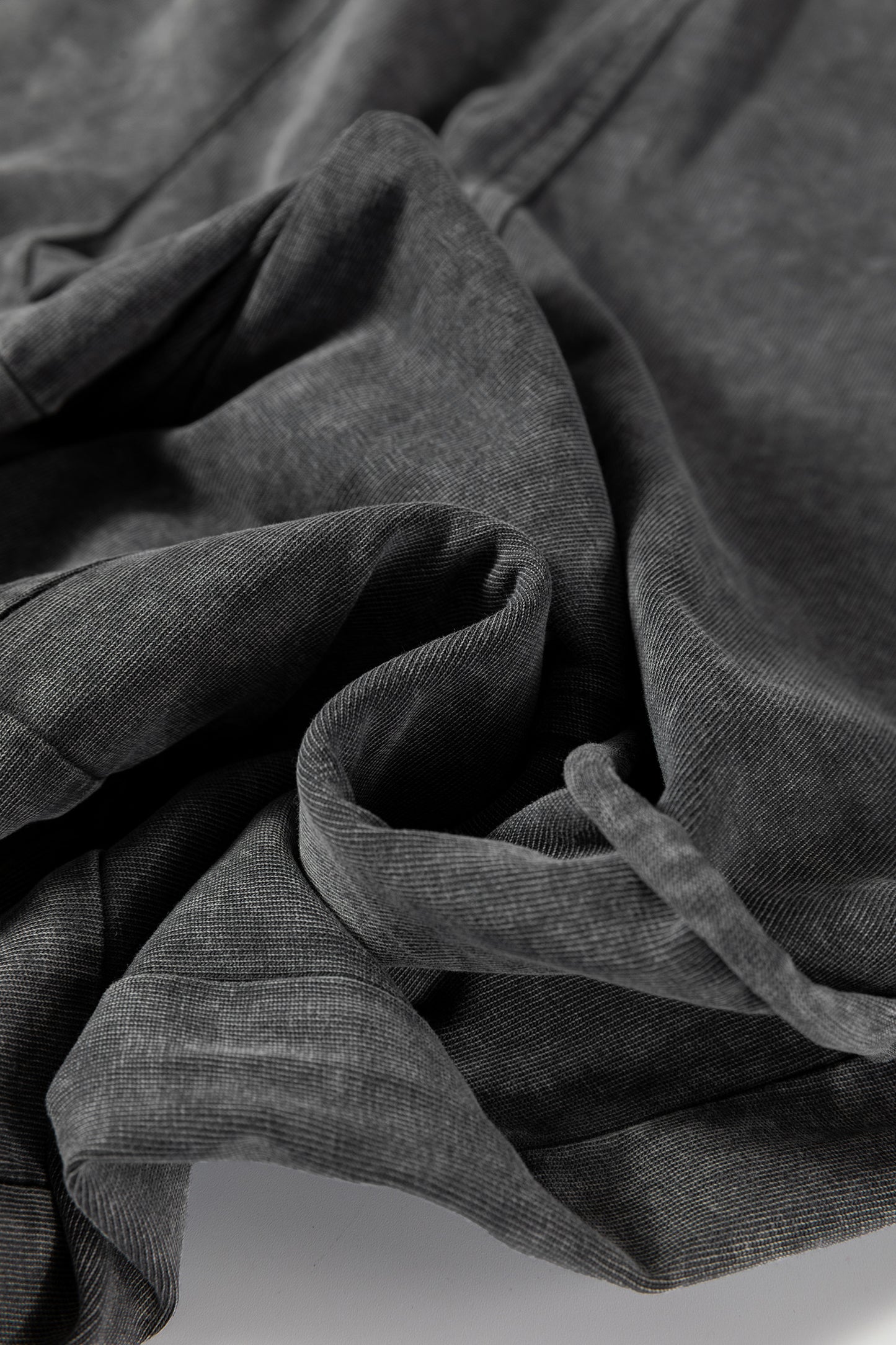 Medium Grey Mineral Wash Lace-up High Waist Raw Hem Patched Pocket Pants